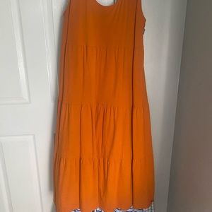Orange J Crew Tiered Dress